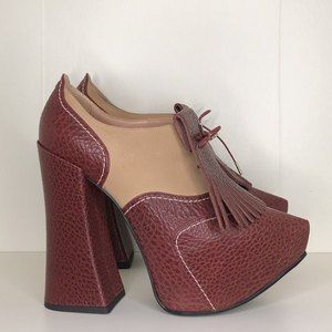 Vivienne Westwood Golf Platform Heels Burgundy Tan Mock Croc SOLD OUT